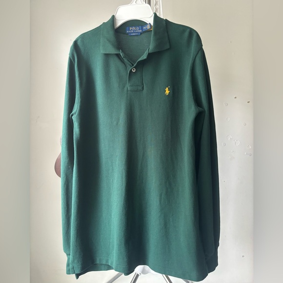 POLO RALPH LAUREN Men's Classic Fit Long Sleeve Polo Shirt Green - Picture 3 of 8